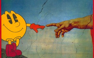 God reaching out to Pac Man